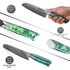 Coltello Santoku in acciaio damasco da 7 pollici con manico in resina antiscivolo affilato e resistente per <span class=keywords><strong>chef</strong></span> domestici - Product Image 4