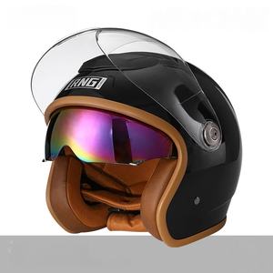 Nouveau <span class=keywords><strong>casque</strong></span> de moto vintage en ABS avec visière double pour hommes et femmes, design demi-visage ouvert pour <span class=keywords><strong>scooter</strong></span> - Product Image 1
