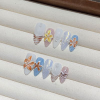 Ongles à presser OEM ODM faits à la main, sculptés, en forme d'amande, amovibles, sur mesure selon l'image, en matériau ABS, pour doigts, 10 pièces