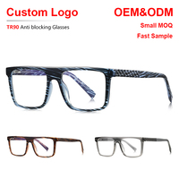 Lunettes anti-lumière bleue contemporaines unisexe Sunray ODM OEM à monture géométrique striée azur, verres PC anti-reflet, vente directe