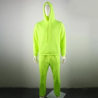 Ensemble Homme Oversize Nouvelle Tendance avec Logo Personnalisé – Sweat à Capuche Vert Fluorescent + Pantalon de Survêtement Deux Pièces Décontracté Automne