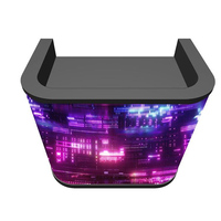 Cabine de DJ portable avec écran vidéo LED, façade, support de table, flight case pour DJ, affichage numérique