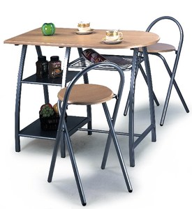 3-Piece Counter Height <strong>Small</strong> <strong>Space</strong> Saving Breakfast <strong>Dining</strong> <strong>Table</strong> Set with 2 Folding Chairs Kitchen Room - Product Image 4