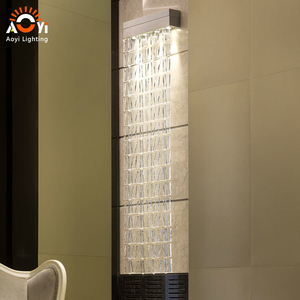 <span class=keywords><strong>Lustre</strong></span> en colonne de cristal transparent - Luminaire moderne de luxe pour spa contemporain et hôtel de charme - Product Image 4