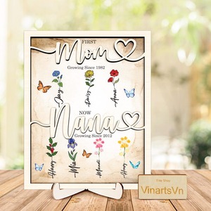 Adorno DE MADERA PARA EL Día de la madre, nombre, flor de cumpleaños, señalización de madera de doble capa personalizada, una pieza personalizada - Product Image 4