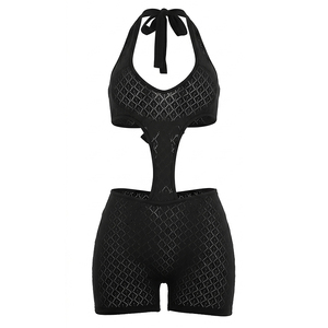 Viviblook J26RP175 Mono de verano para mujer, estilo halter, sin espalda, con tirantes, cintura hueca, ajustado, de una pieza - Product Image 3