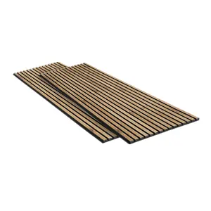 Panel akustik serat kayu poliester gergaji potong mudah panel akustik serat kayu alami akustik untuk DIY