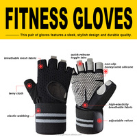 Gants de sport pour adultes en polyester, demi-doigts, antidérapants, pour la musculation, l'haltérophilie, le kettlebell, le tirage de barre, la remise en forme