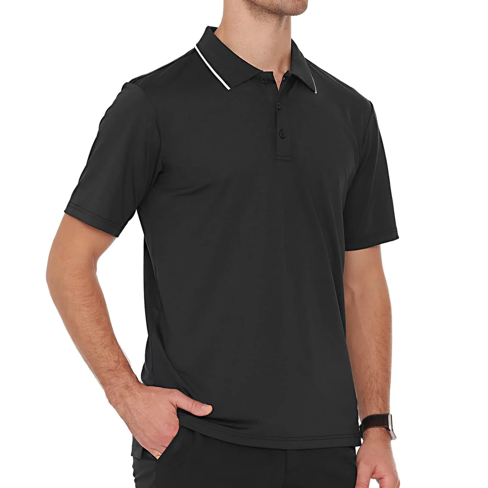 Men's Polo Shirts Quick-Dry Golf Shirt Dual Tipped Collar Moisture-wicking T-shirt For Men Breathable Short Sleeve Wear