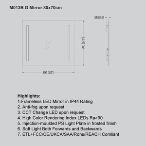 <span class=keywords><strong>Miroir</strong></span> LED mural pour <span class=keywords><strong>salle</strong></span> <span class=keywords><strong>de</strong></span> <span class=keywords><strong>bain</strong></span> NewThingLine, design scandinave moderne, IP44, compatible CE/UKCA/SAA/ETL, pour maison/appartement - Product Image 4