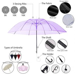 Advertising Custom Logo Hook Handle Clear Windproof Small Size Promotion Gifts Transparent Umbrella for Rain - Product Image 6