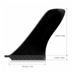 Aileron de surf LCO-SPORT 23cm noir en fibre de nylon renforcée, aileron simple pour longboard et paddleboard - Product Image 1