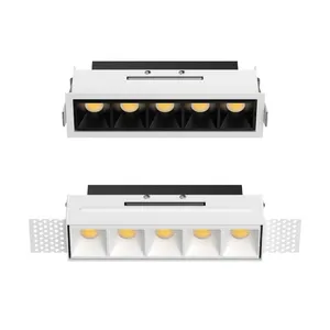 XRZLux Modern Aluminum Recessed Black White LED Linear Spotlight 12W Anti-glare Home ETL LED Grille Lights 5 Heads Ceiling Lamp