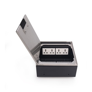 Boîte de sortie de plancher en acier inoxydable avec couvercle encastré amovible et deux ports d'alimentation - Product Image 4