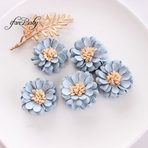 Flores de cuero sintético de 4cm con <span class=keywords><strong>estambre</strong></span>, tela artesanal, flores artificiales, accesorios para el cabello DIY, cuatro estaciones, Unisex - Product Image 2