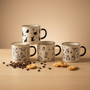 จานเซรามิกพอร์ซเลนลายการ์ตูนแมวสุนัขแบบกำหนดเองได้ตามสั่งจากโรงงาน ใช้กับเครื่องล้างจานและไมโครเวฟได้ ขายดีสำหรับกาแฟและฮาโลวีน - Product Image 1