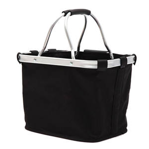 Cesta plegable de lona negra para bicicleta con soporte de manillar de aluminio para uso frontal en bicicletas de montaña - Product Image 1