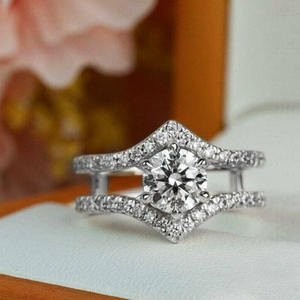 Anello di fidanzamento con diamanti in platino da donna, taglio rotondo brillante, diamante naturale colore D Q361 - Product Image 3