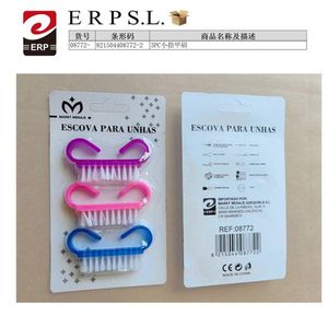 Escova Para Unhas 3Pc Small Nail Brush Pink Purple Blue Manicure Tool - Product Image 1