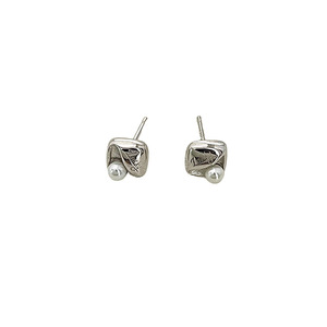 Boucles d'oreilles géométriques en argent sterling S925 avec incrustation de perles pour femmes, à porter au quotidien, plaquées platine, aiguilles en argent 925 - Product Image 5