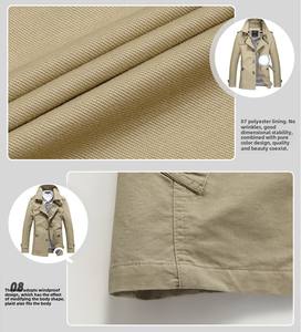 Chaqueta Larga Casual de Otoño para <span class=keywords><strong>Hombre</strong></span> con Cuello Alto, Cortavientos de Algodón Puro con Cremallera, Gabardina para <span class=keywords><strong>Hombre</strong></span> de Exportación - Product Image 6