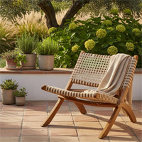 Fauteuil de détente moderne en bambou capitonné modulaire Xavir, élégant et confortable, pour salon, chambre, maison, salle à manger, hôtel