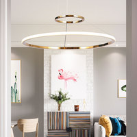 Plafonnier Led suspendu composé d'anneaux linéaires, design moderne, intensité d'éclairage réglable, luminaire décoratif de plafond, diamètre réglable, idéal pour un hôtel