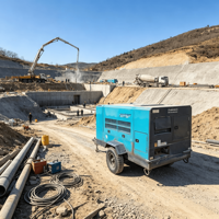 Compresseur d'air mobile diesel à vis haute pression d'occasion PDSH600S, type remorque, 17 bars, 17 m³/min, pour forage de puits miniers