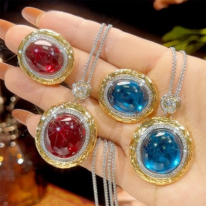 Exquisite Eco-friendly Copper Gold Plated Oval Cut Cubic Zirconia High Quality Two-Tone Wedding Jewelry Set - Product Image 1