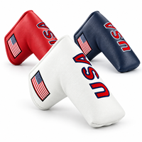 Housse de putter de golf personnalisée avec logo USA, en cuir PU imperméable, pour putter blade, broderie de luxe, accessoires de golf OEM