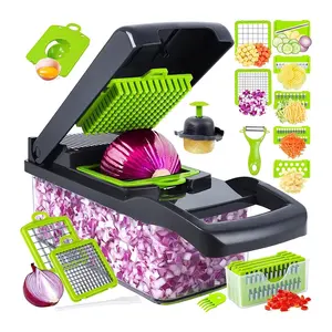 15 Pcs Multifunctional Kitchen Gadget Plastic Vegetable Chopper Manual Vegetable Cutter Fruit Potato Slicer Grater