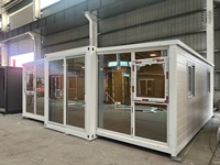 Casa Contenedor Modular Prefabricada Moderna, Techo Plano Desmontable, Estructura de Acero Prefabricada, Ventanas de Aluminio, Villa o Apartamento