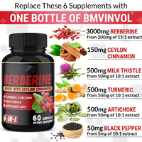 Capsules de chlorhydrate de berbérine OEM, soutien immunitaire à base de plantes, complément de berbérine HCl en capsules, 60 unités pour adultes