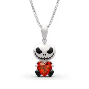 Joyería romántica regalo corazón piedra preciosa Jack Skellington dibujos animados colgante Halloween joyería collar