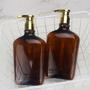 Nhà Máy Bán Hàng Trực Tiếp Của Chai Nhựa Rỗng Với Bơm Vàng Head500ml Dầu Gội Đầu Phẳng Dầu Gội Đầu Dầu Gội Đầu Dầu Xả Container Chai - Product Image 1