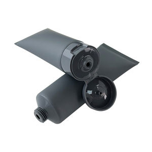 Tube souple en plastique PP EMILY, noir brillant/mat, avec bouchon à rabat <span class=keywords><strong>pour</strong></span> nettoyant visage, crème <span class=keywords><strong>pour</strong></span> <span class=keywords><strong>les</strong></span> mains, sérigraphie (50 ml/100 ml) - Product Image 6