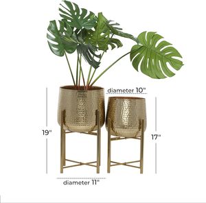 Iron <b>Hammered</b> planter Pots With Stands Set of 2 Gives You Perfect Height Flower <b>Holder</b> Pot Decorative Gift Home plant stand - Product Image 3