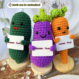 Soporte emocional de ganchillo, cuidado de pepinillos, zanahoria con patata positiva, berenjena, hecho a mano, accesorio de escritorio de verduras saludables - Product Image 2