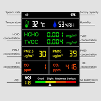 Moniteur de qualité de l'air portable haute précision 9-en-1 pour la mesure de la température, de l'humidité, PM2.5, PM10, HCHO, TVOC, CO, CO2