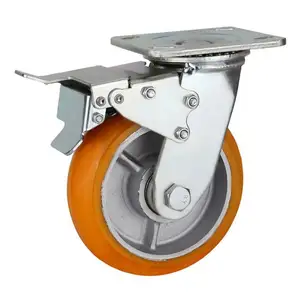 Factory 4 5 6 8 Inch Pu Swivel Cast Iron Quietly Industrial Load Capacity Ball Bearing Heavy Duty Caster Wheel