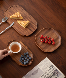 Plateau à collation <span class=keywords><strong>de</strong></span> style chinois en noyer noir pour le salon, plat à fruits <span class=keywords><strong>de</strong></span> luxe en bois massif <span class=keywords><strong>de</strong></span> style chinois, assiette à fruits en bois - Product Image 2