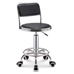 Zxm Novelty Design Black <b>Bar</b> Leather Counter <b>Stool</b> Metal Frame <b>Back</b> Barber Chair With Wheel Beauty Salon - Product Image 1