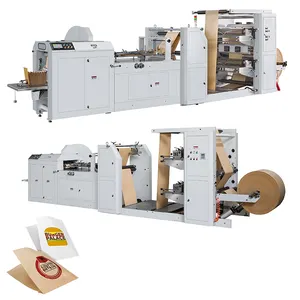 Directo de fábrica, máquina para fabricar bolsas de papel de pan con impresión de fondo en V de Kraft ecológico de más de 1/2"
