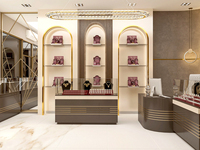 Vitrine à bijoux en bois et verre de haute qualité, écologique et robuste, avec éclairage LED, pour la décoration de magasins de bijoux Retron Custom Mall.