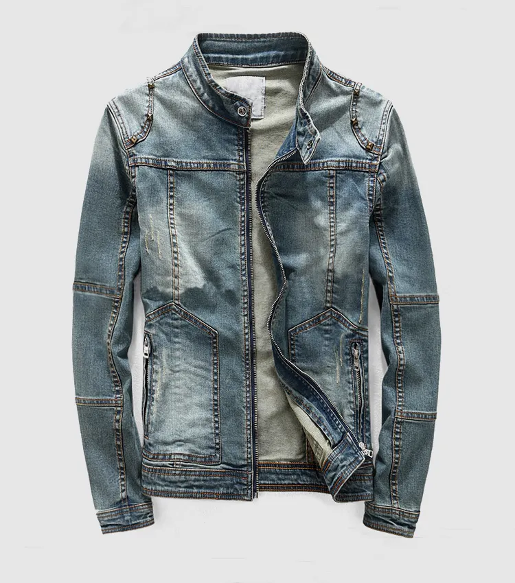 spring korean type men denim vintage cool skinny outer coat jeans jacket