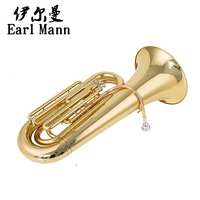 Elman B-flat 3-Valve Marching Mellophone dalam Lapisan Emas, Instrumen Pemula untuk Siswa dengan Kotak