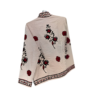 Veste matelassée vintage en toile de coton beige pour femme |   Manteau bohème floral brodé à la main |   Hiver Écologique Durable Rapide - Product Image 4
