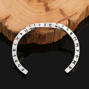 Yunnique Viking Retro Letter Tibetan Silver Open Bracelet <b>for</b> <b>Men</b> Silver Antique Black Vintage Gift Jewelry - Product Image 4
