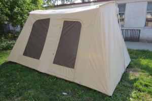 Tenda Cabina di Lusso Grande in Tela Impermeabile, Montaggio Automatico <span class=keywords><strong>Facile</strong></span>, Struttura in Acciaio e Pali in Alluminio, Monostrato, per 5-6 Persone, Famiglia, Spiaggia, Escursionismo - Product Image 5