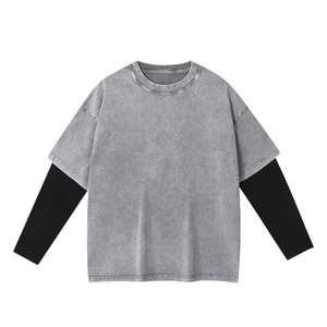 เสื้อเชิ้ตแขนยาวผู้ชายแบรนด์ขายส่งแบบสองชิ้น ผ้าฝ้ายแท้ 300 กรัม ทรงโอเวอร์ไซส์ สไตล์สตรีทแวร์ สำหรับพิมพ์ลาย - Product Image 5